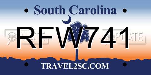 RFW741 South Carolina License Plate