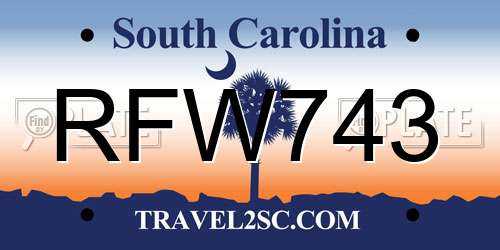 RFW743 South Carolina License Plate