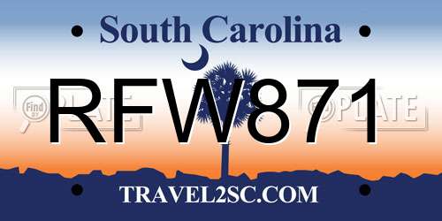 RFW871 South Carolina License Plate