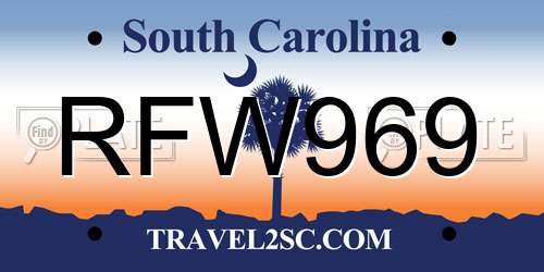 RFW969 South Carolina License Plate