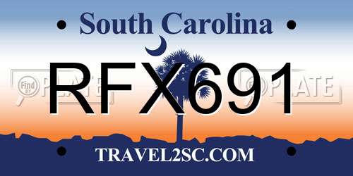 RFX691 South Carolina License Plate