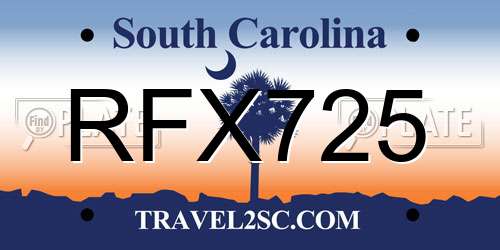 RFX725 South Carolina License Plate