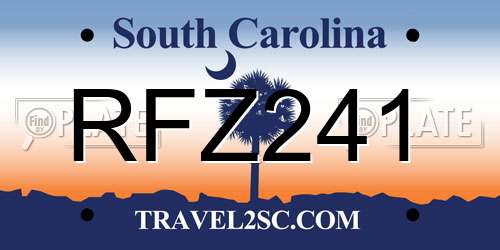 RFZ241 South Carolina License Plate