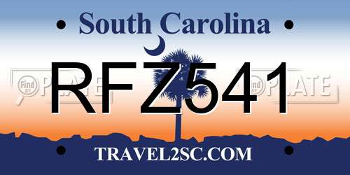 RFZ541 South Carolina License Plate