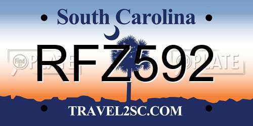 RFZ592 South Carolina License Plate