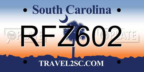 RFZ602 South Carolina License Plate