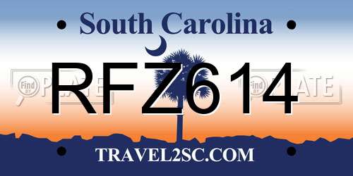 RFZ614 South Carolina License Plate