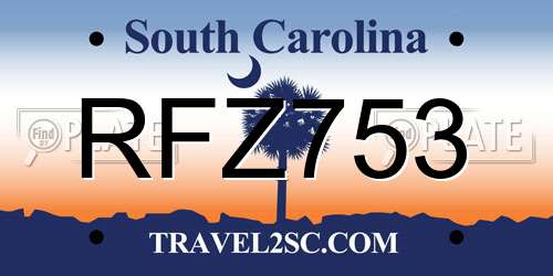RFZ753 South Carolina License Plate