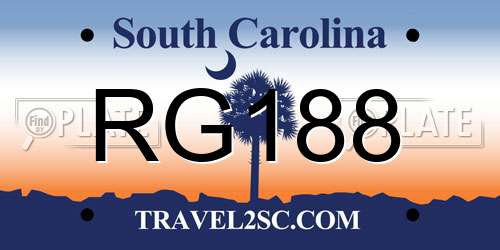 RG188 South Carolina License Plate