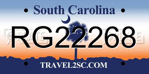 RG22268 South Carolina License Plate