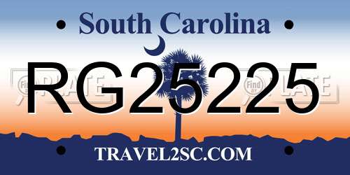RG25225 South Carolina License Plate