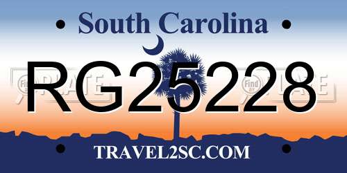 RG25228 South Carolina License Plate
