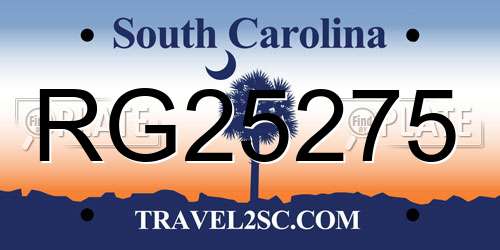 RG25275 South Carolina License Plate