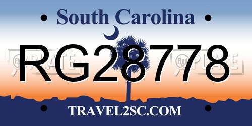 RG28778 South Carolina License Plate