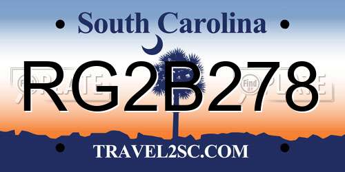 RG2B278 South Carolina License Plate