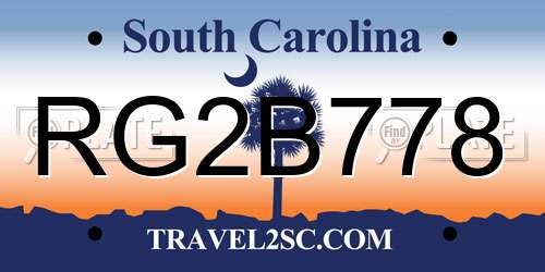 RG2B778 South Carolina License Plate