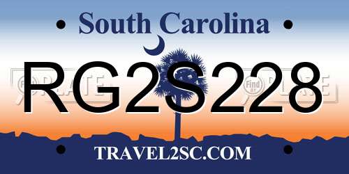 RG2S228 South Carolina License Plate
