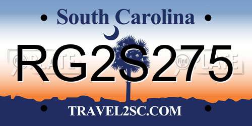 RG2S275 South Carolina License Plate