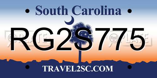 RG2S775 South Carolina License Plate