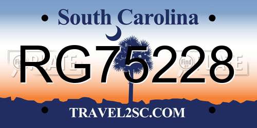 RG75228 South Carolina License Plate