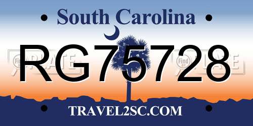 RG75728 South Carolina License Plate