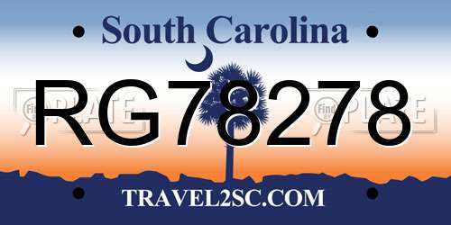 RG78278 South Carolina License Plate