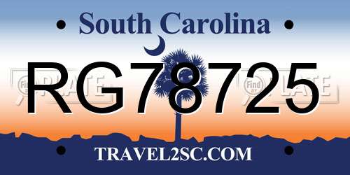 RG78725 South Carolina License Plate