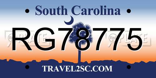 RG78775 South Carolina License Plate