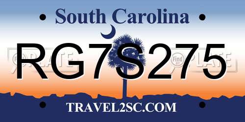 RG7S275 South Carolina License Plate