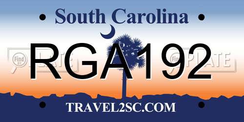 RGA192 South Carolina License Plate