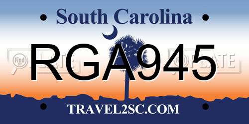 RGA945 South Carolina License Plate