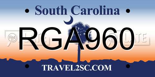 RGA960 South Carolina License Plate
