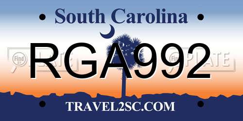 RGA992 South Carolina License Plate