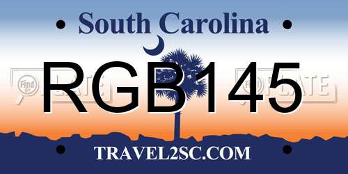 RGB145 South Carolina License Plate