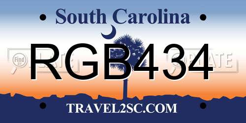 RGB434 South Carolina License Plate
