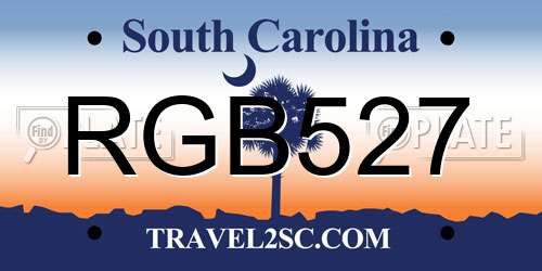 RGB527 South Carolina License Plate