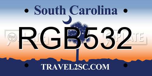 RGB532 South Carolina License Plate