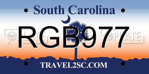 RGB977 South Carolina License Plate