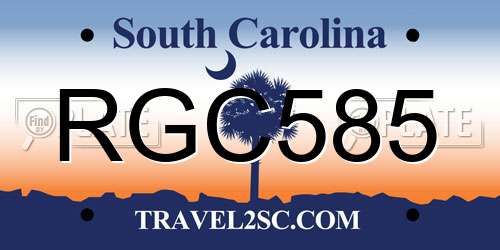 RGC585 South Carolina License Plate