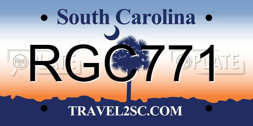 RGC771 South Carolina License Plate