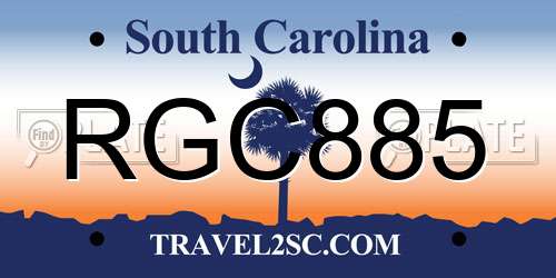 RGC885 South Carolina License Plate
