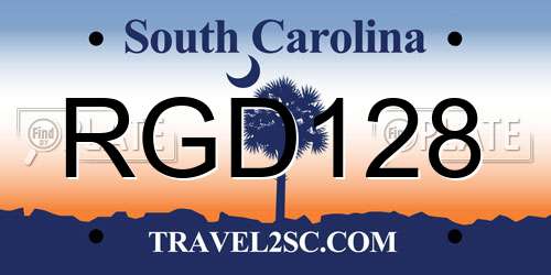 RGD128 South Carolina License Plate
