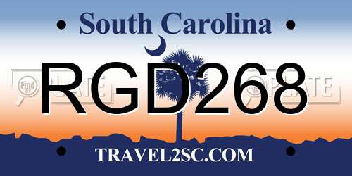 RGD268 South Carolina License Plate