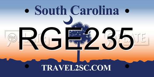 RGE235 South Carolina License Plate