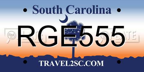 RGE555 South Carolina License Plate