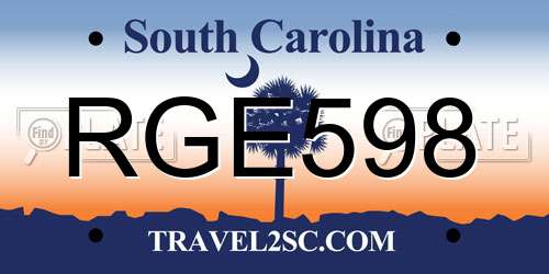 RGE598 South Carolina License Plate