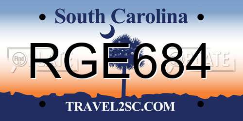 RGE684 South Carolina License Plate