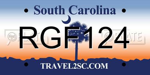 RGF124 South Carolina License Plate