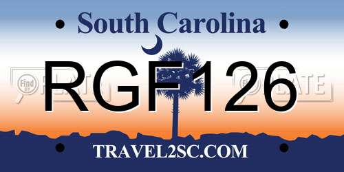 RGF126 South Carolina License Plate