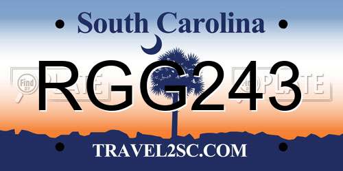 RGG243 South Carolina License Plate